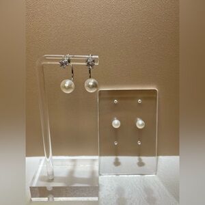 Freshwater Pearl Holiday Hot Deal! Modern Arc Pearl & CZ Earrings